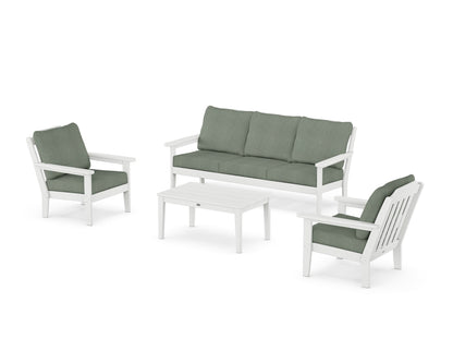 Country Living Cottage 4-Piece Deep Seating Set with Sofa in White / Cast Sage