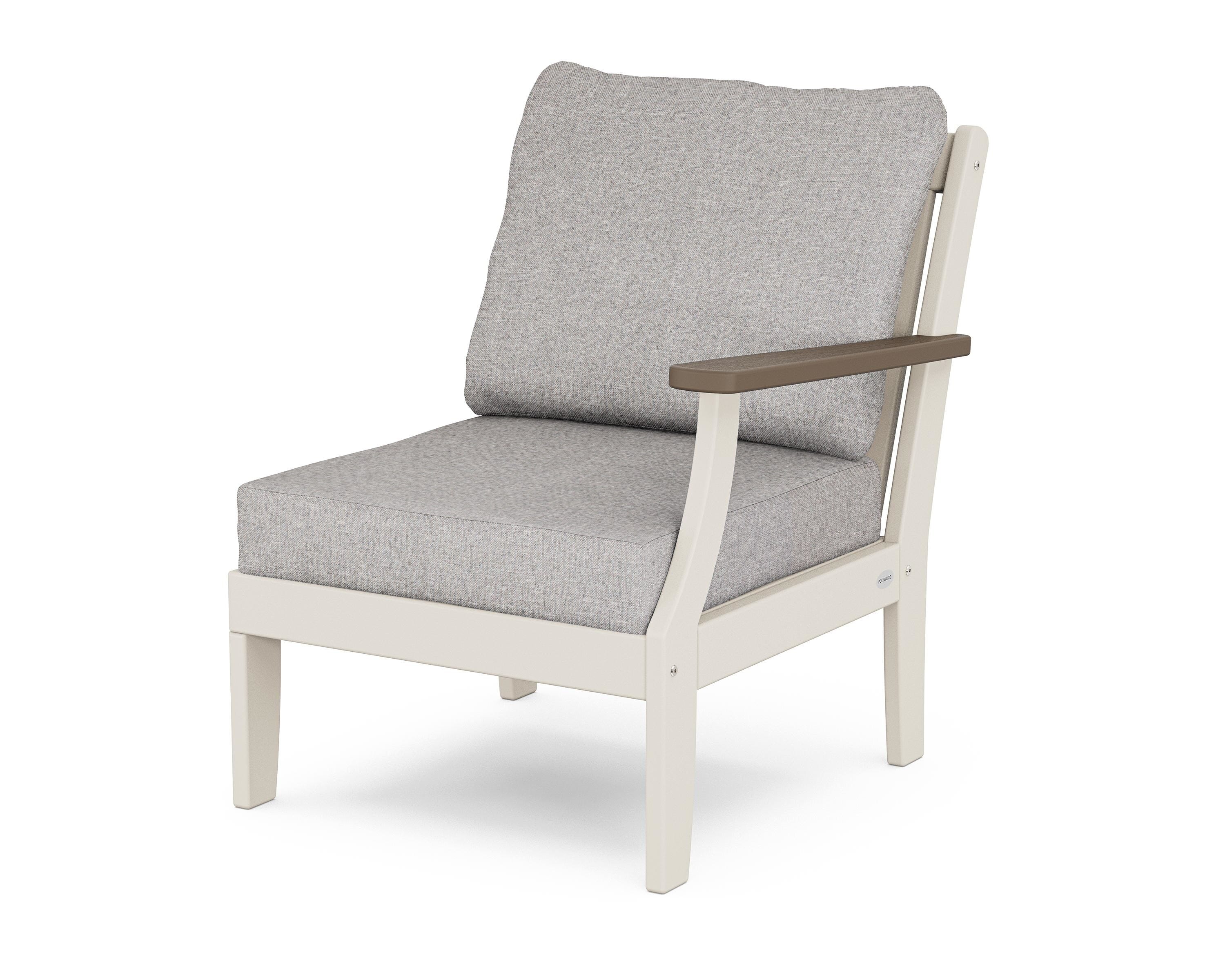 POLYWOOD® Braxton Modular Right Arm Chair in Sand / Kona / Grey Mist