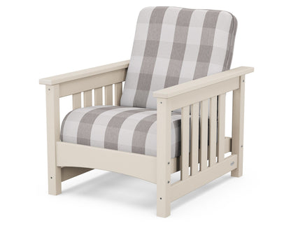 POLYWOOD® Club Mission Chair in Sand / Buffalo Plaid Grey Mist