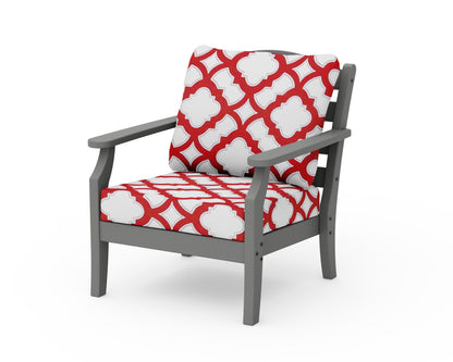 Draper James™ by  POLYWOOD® Savannah Deep Seating Chair in Slate Grey / Trellis Crimson