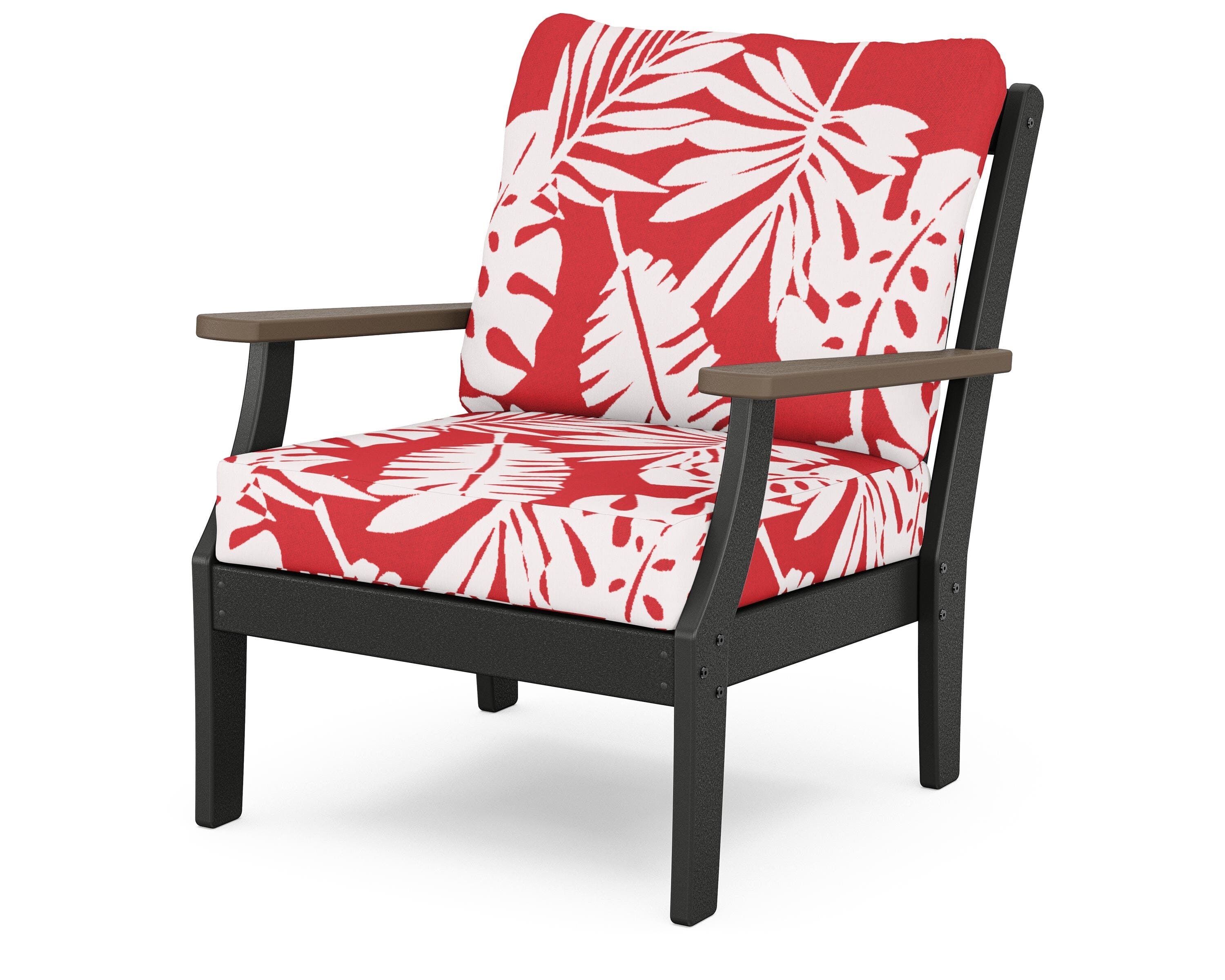 POLYWOOD® Braxton Deep Seating Chair in Black / Kona / Leaf Crimson