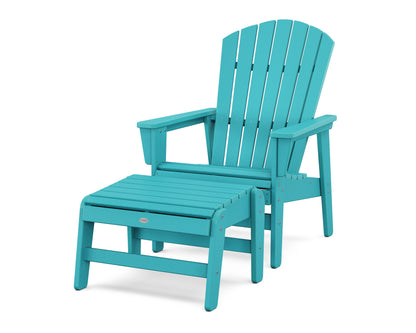 POLYWOOD® Nautical Grand Upright Adirondack Chair with Ottoman in Aruba