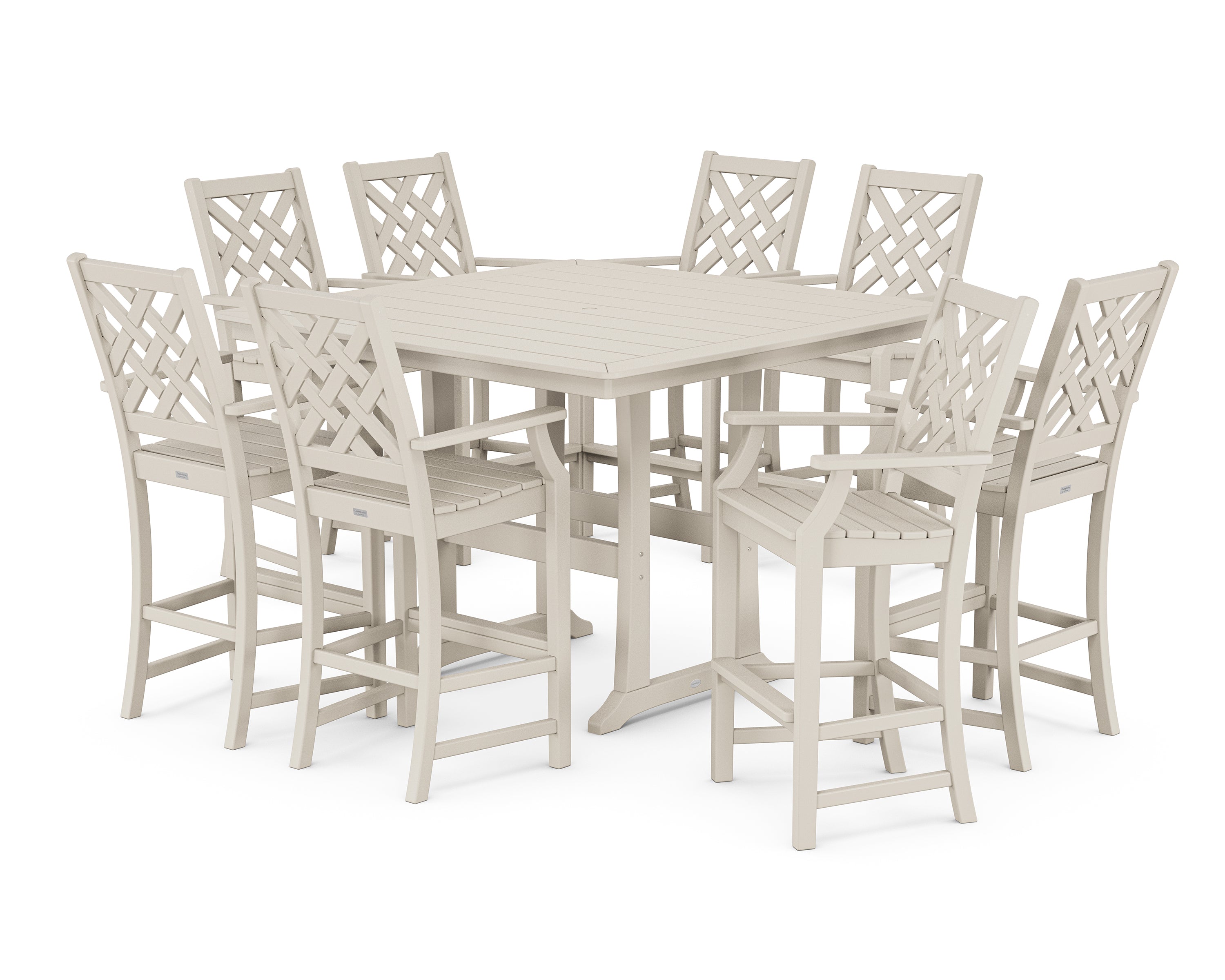 Country Living Wovendale 9-Piece Square Bar Set with Trestle Legs in Sand