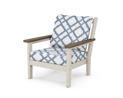 POLYWOOD® Chippendale Deep Seating Chair in Sand / Kona / Trellis Sky Blue