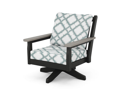 Chippendale Deep Seating Swivel Chair - Black
