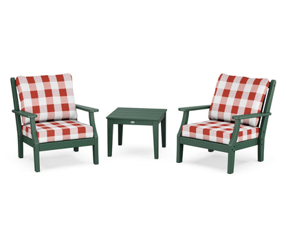 Country Living Wovendale 3-Piece Deep Seating Set in Green / Buffalo Plaid Crimson