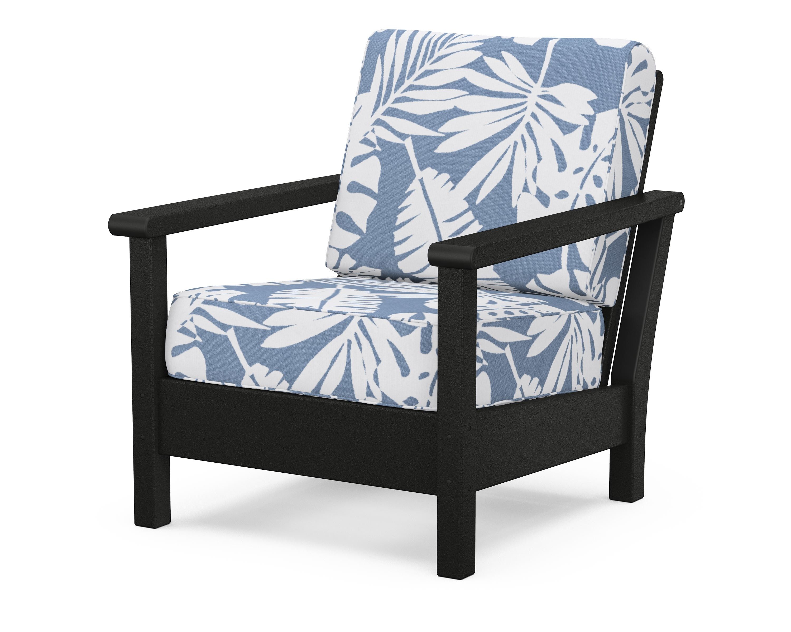 POLYWOOD® Harbour Deep Seating Chair in Black / Leaf Sky Blue
