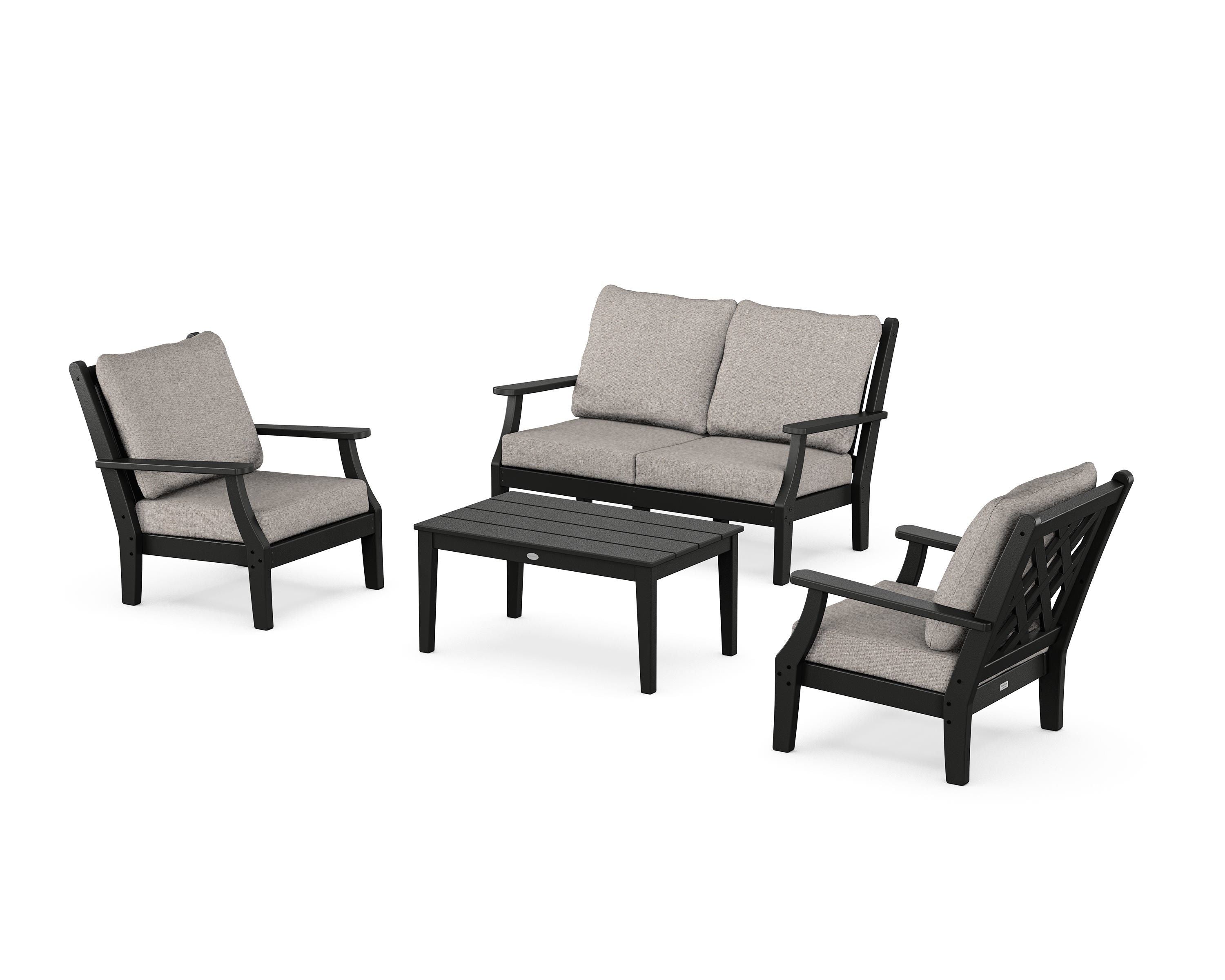 Country Living Wovendale 4-Piece Deep Seating Set with Loveseat in Black / Weathered Tweed