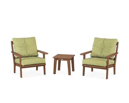 POLYWOOD® Mission 3-Piece Deep Seating Set in Teak / Chartreuse Boucle