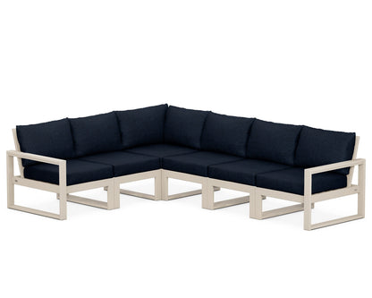 POLYWOOD® EDGE 6-Piece Modular Deep Seating Set in Sand / Marine Indigo
