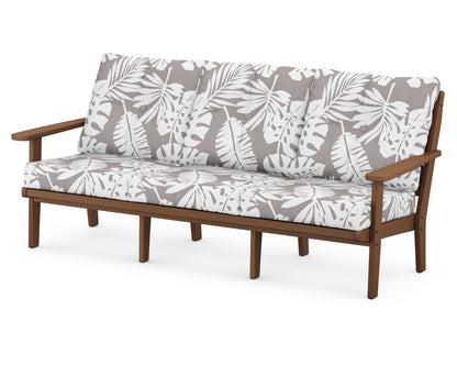 POLYWOOD® Lakeside Deep Seating Sofa in Teak / Leaf Grey Mist