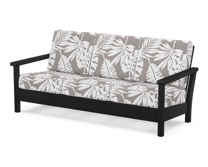 POLYWOOD® Harbour Deep Seating Sofa in Black / Leaf Grey Mist