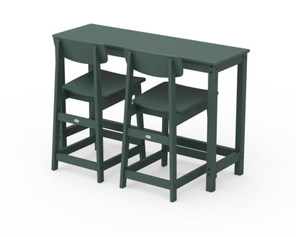 POLYWOOD® Modern Studio Urban Counter Chair 3-Piece Balcony Set in Green