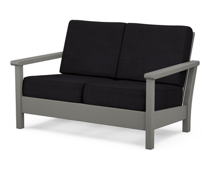 POLYWOOD® Harbour Deep Seating Loveseat in Slate Grey / Midnight Linen