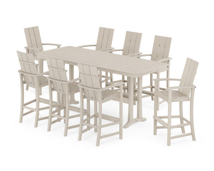 POLYWOOD® Modern Adirondack 9-Piece Bar Set with Trestle Legs in Sand