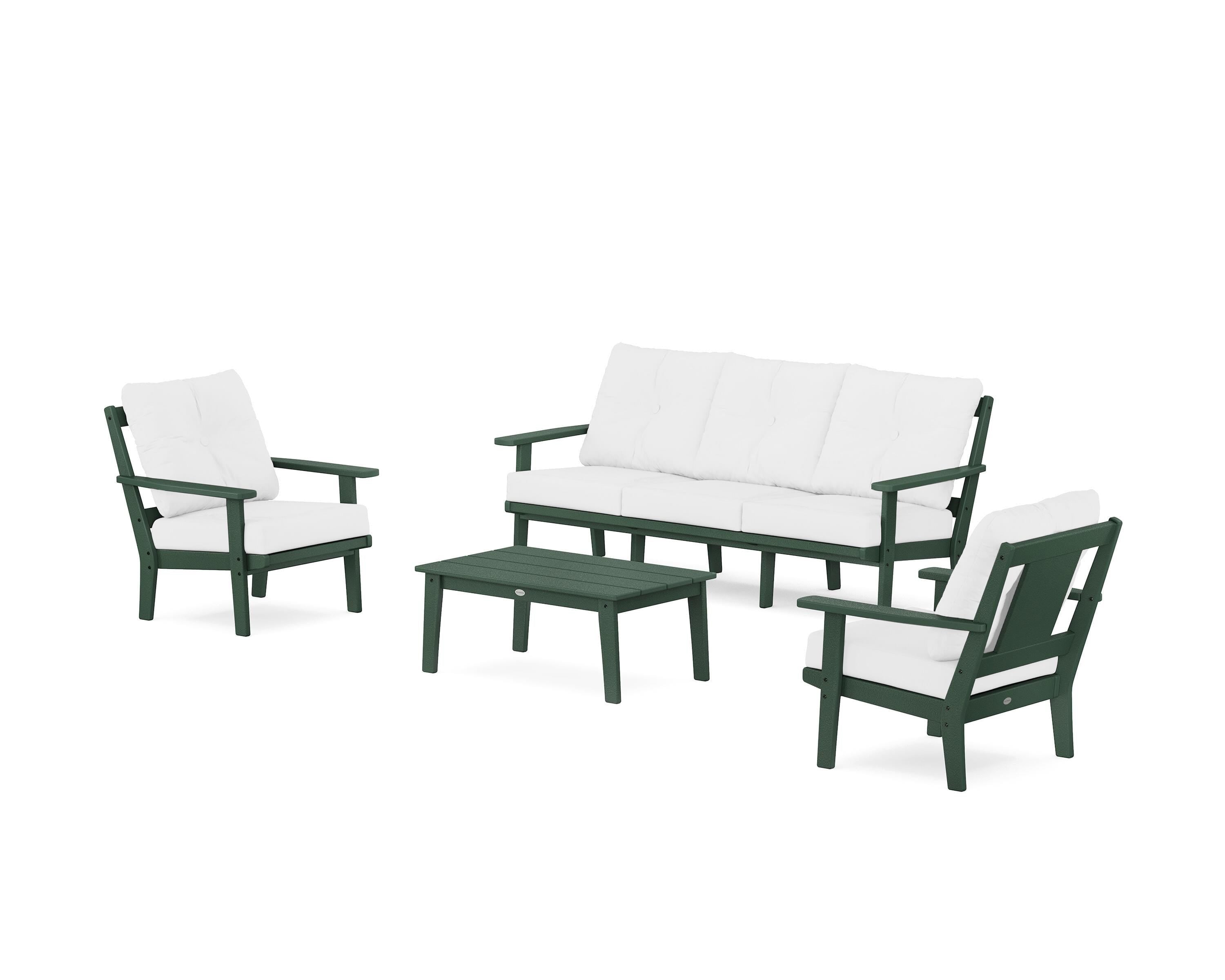 POLYWOOD® Prairie 4-Piece Deep Seating Set with Sofa in Green / Natural