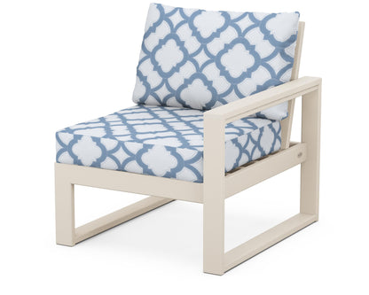 POLYWOOD® EDGE Modular Right Arm Chair in Sand / Trellis Sky Blue