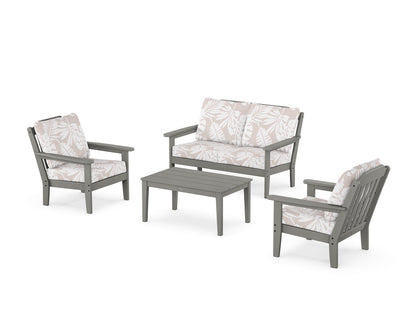Country Living Cottage 4-Piece Deep Seating Set with Loveseat in Slate Grey / Leaf Dune Burlap