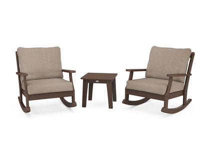 POLYWOOD® Braxton 3-Piece Deep Seating Rocker Set in Mahogany / Spiced Burlap