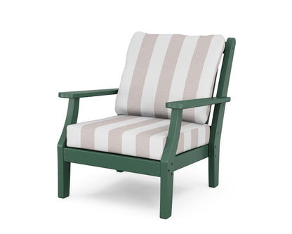 Country Living Wovendale Deep Seating Chair in Green / Cabana Stripe Dune Burlap