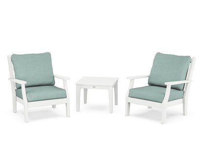 Country Living Wovendale 3-Piece Deep Seating Set in White / Glacier Spa