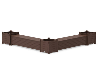POLYWOOD® 72" Nautical L- Shaped Planter Storage Bench Corner Set- Large in Mahogany