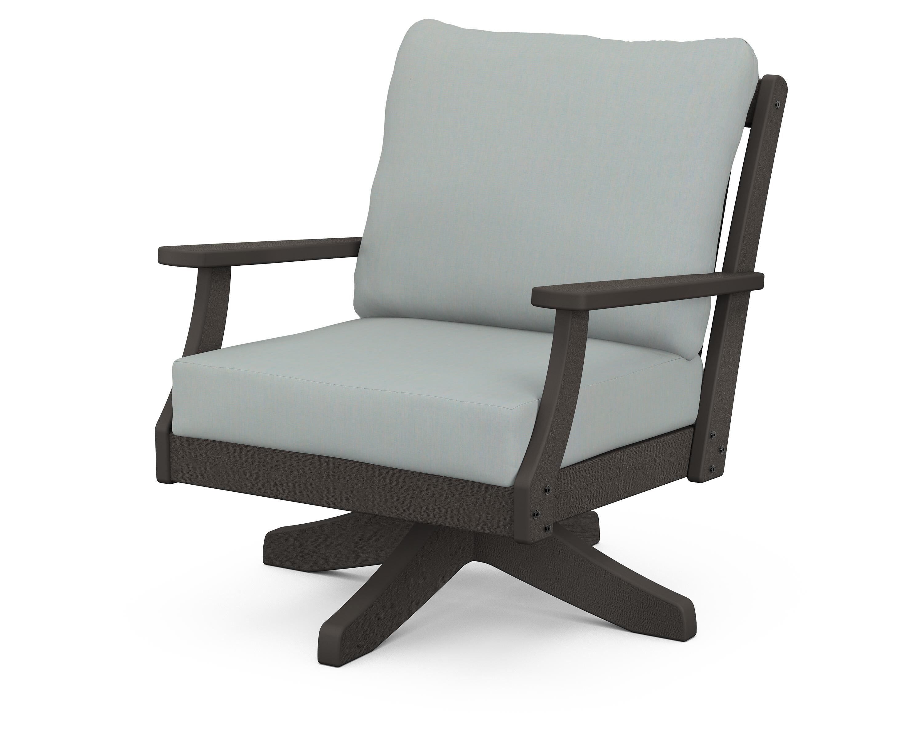 POLYWOOD® Braxton Deep Seating Swivel Chair in Vintage Coffee / Spa