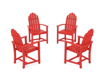 POLYWOOD® Classic 4-Piece Upright Adirondack Conversation Set in Sunset Red