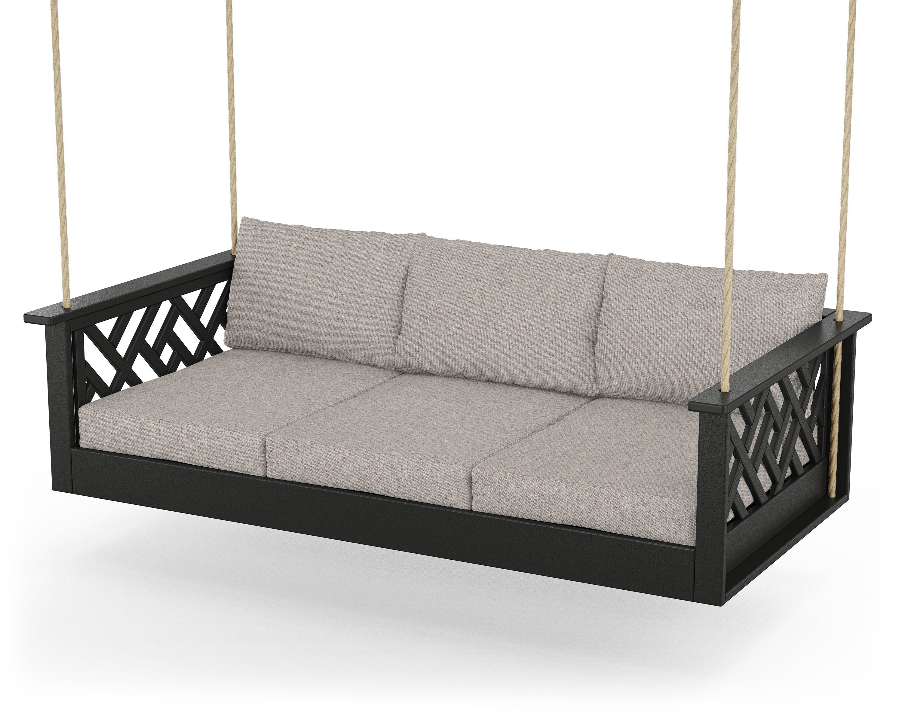 POLYWOOD® Chippendale Daybed Swing in Black / Weathered Tweed