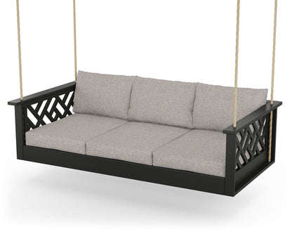 POLYWOOD® Chippendale Daybed Swing in Black / Weathered Tweed