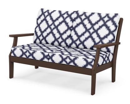 POLYWOOD® Braxton Deep Seating Loveseat in Mahogany / Trellis Navy