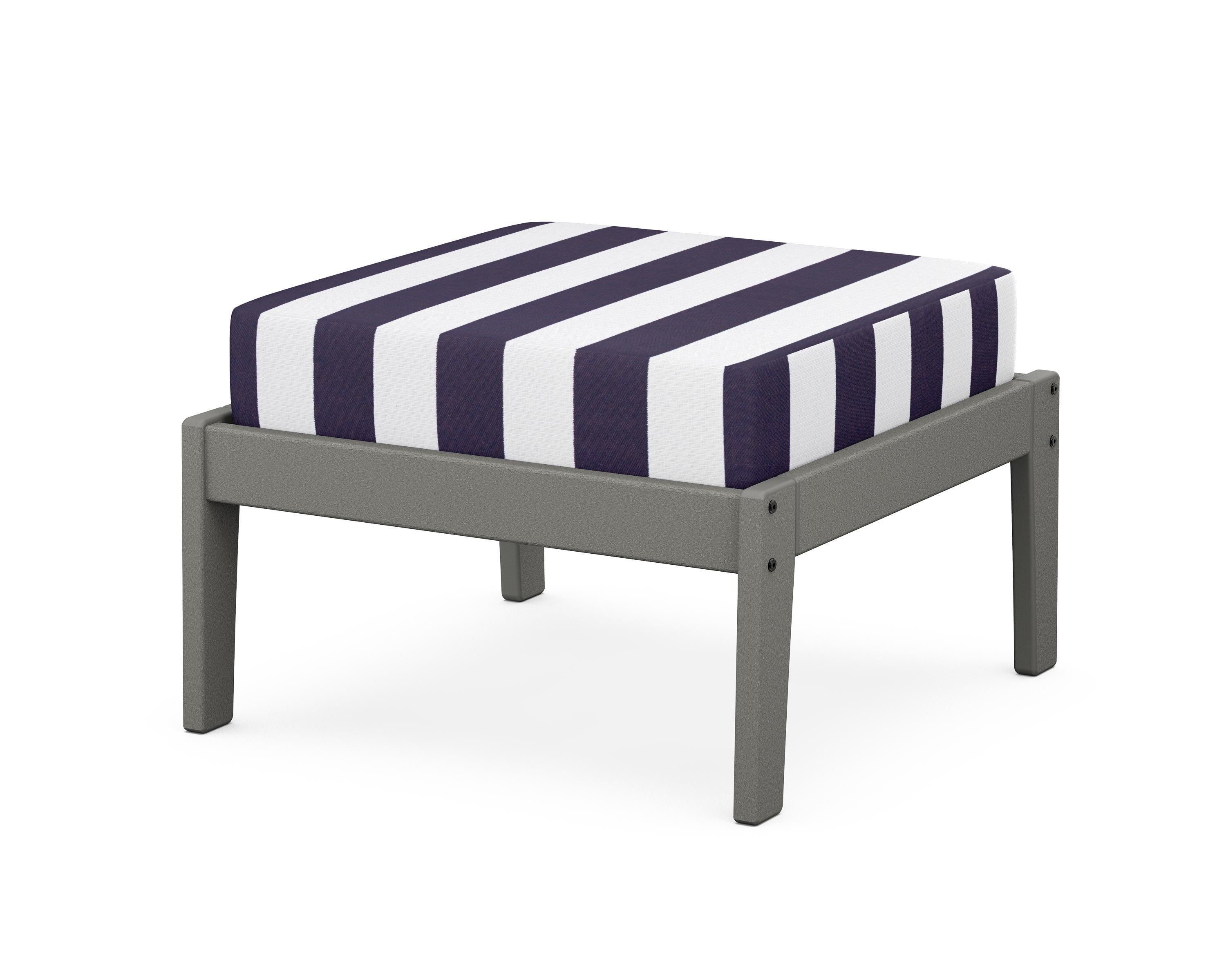 Unbranded Deep Seating Ottoman in Slate Grey / Cabana Stripe Navy