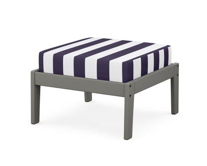 Unbranded Deep Seating Ottoman in Slate Grey / Cabana Stripe Navy