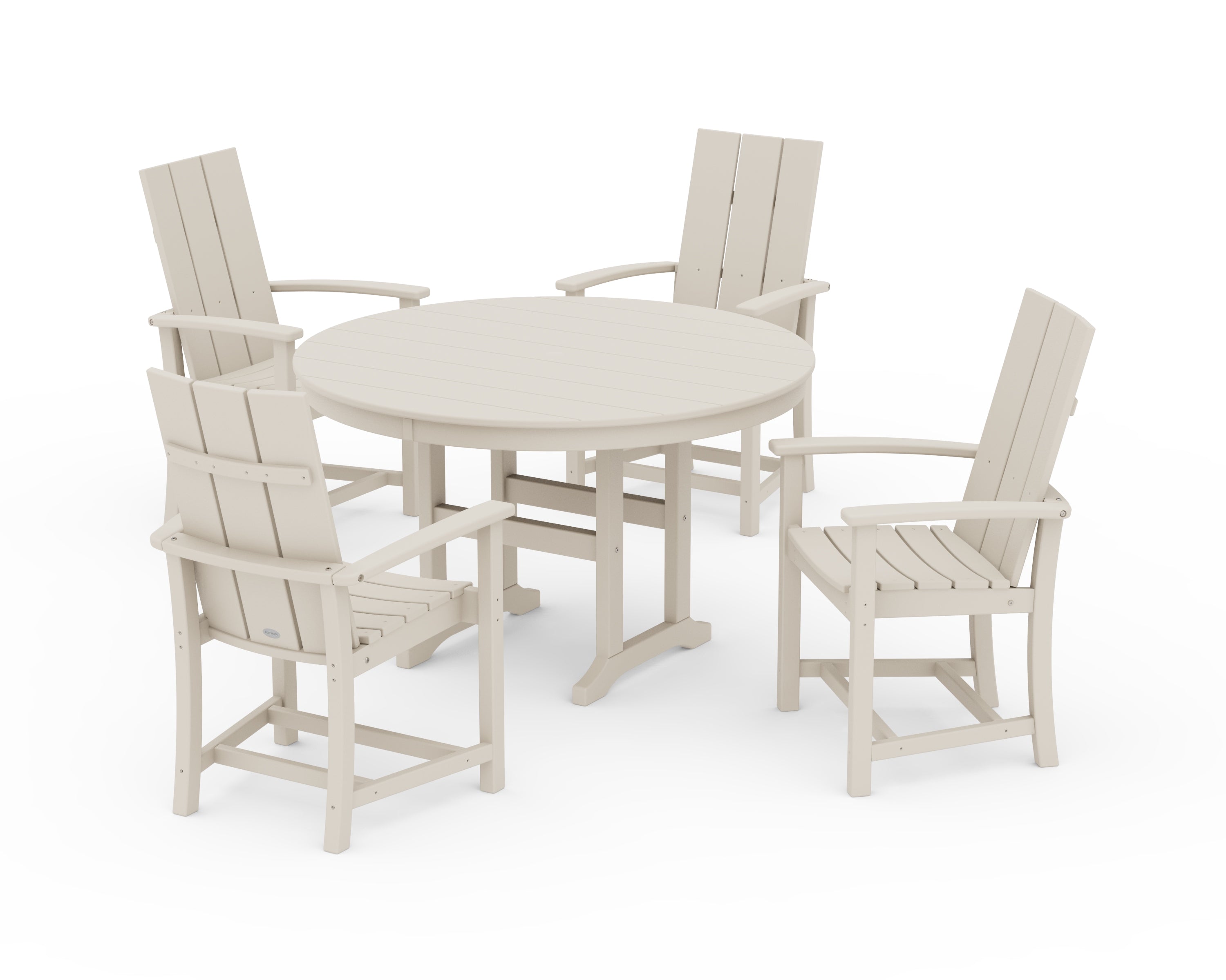 POLYWOOD® Modern Adirondack 5-Piece Round Farmhouse Dining Set in Sand