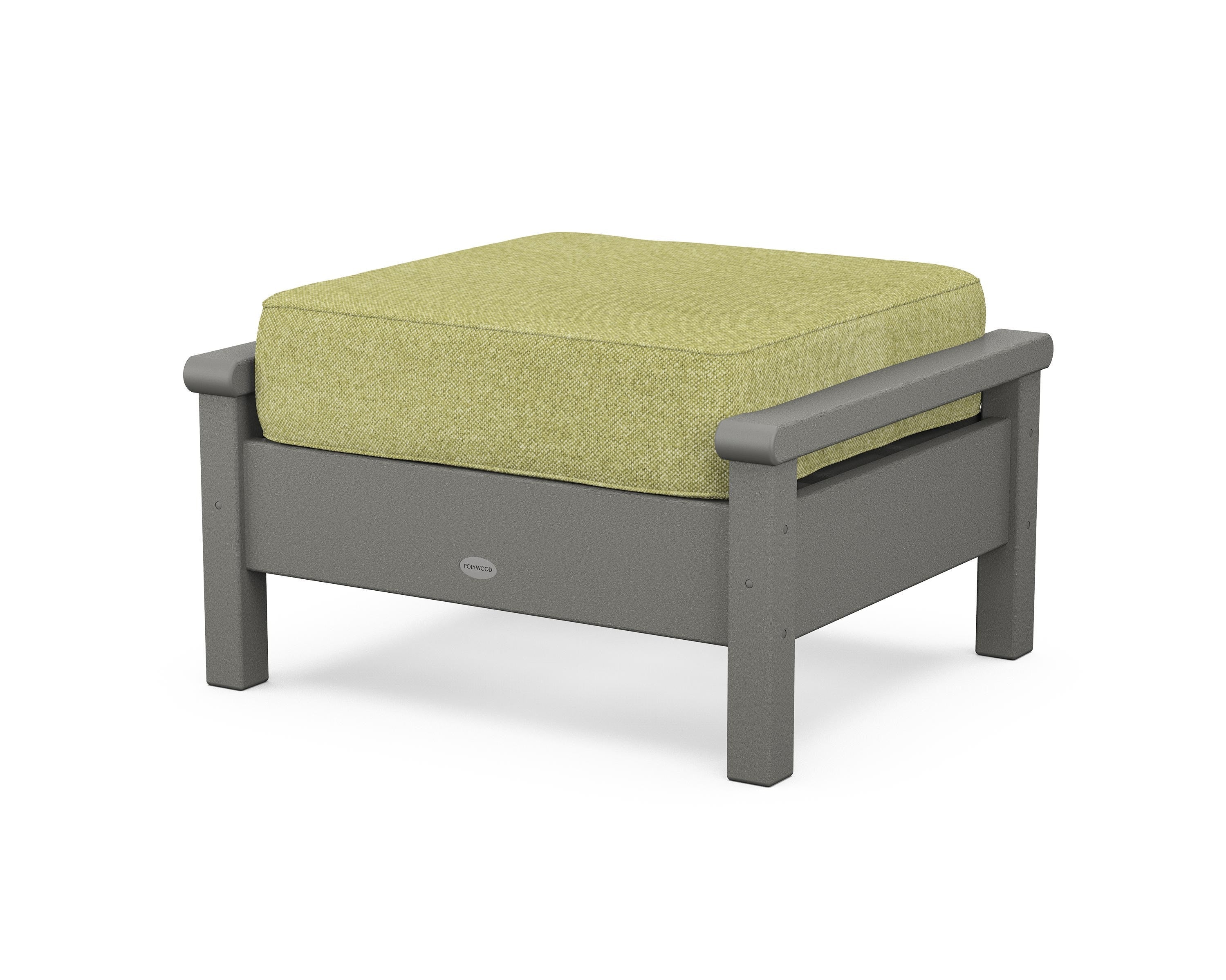 POLYWOOD® Harbour Deep Seating Ottoman in Slate Grey / Chartreuse Boucle