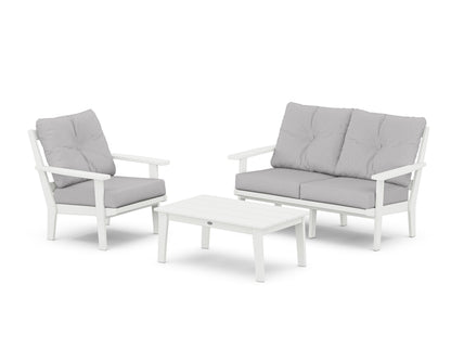 POLYWOOD® Oxford 3-Piece Deep Seating Set with Loveseat in White / Granite
