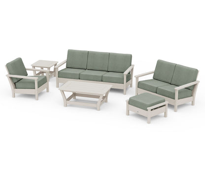 POLYWOOD® Harbour 6-Piece Outdoor Living Set in Sand / Cast Sage