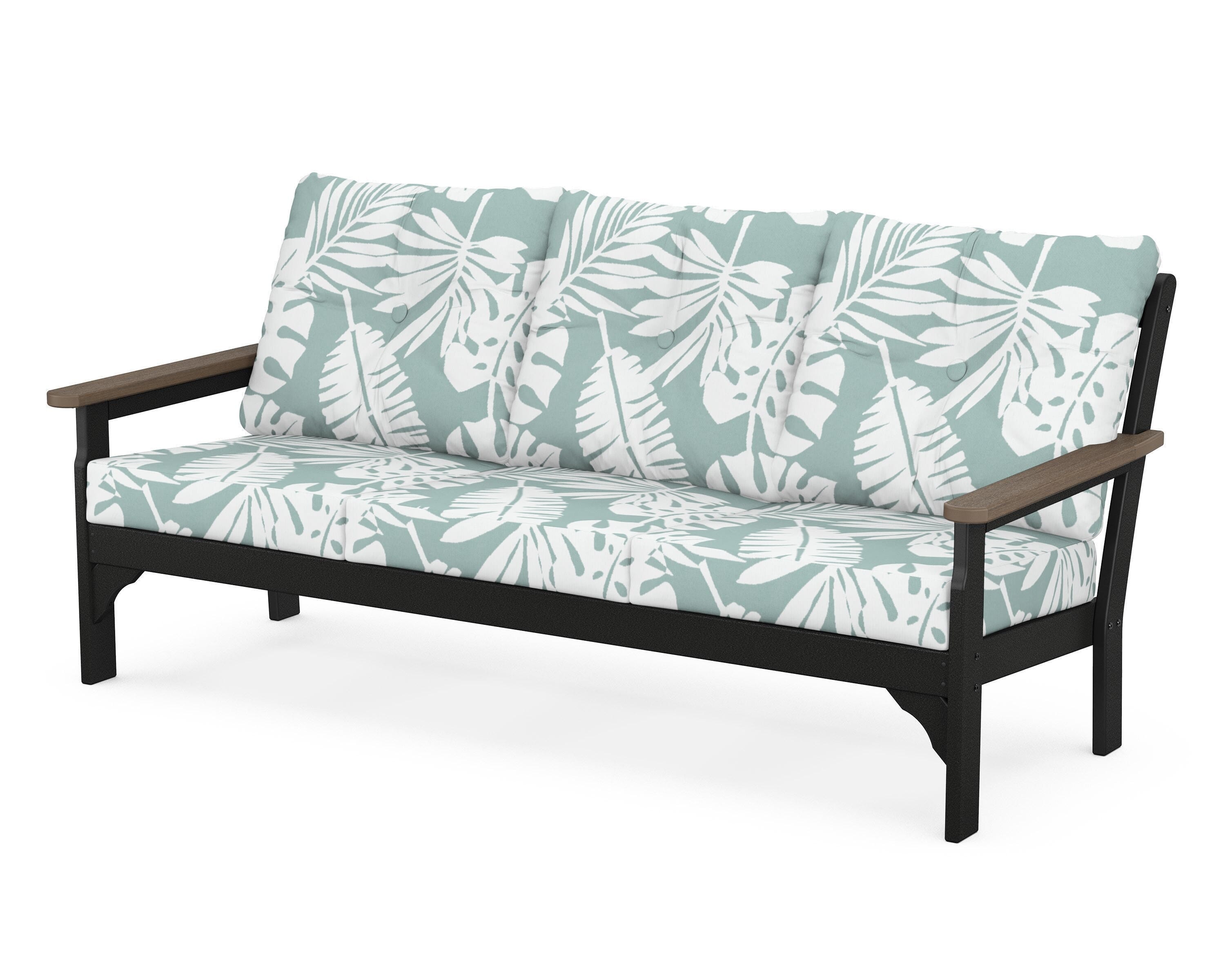 POLYWOOD® Vineyard Deep Seating Sofa in Black / Kona / Leaf Glacier Spa