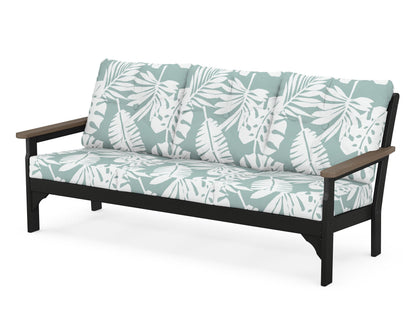 POLYWOOD® Vineyard Deep Seating Sofa in Black / Kona / Leaf Glacier Spa