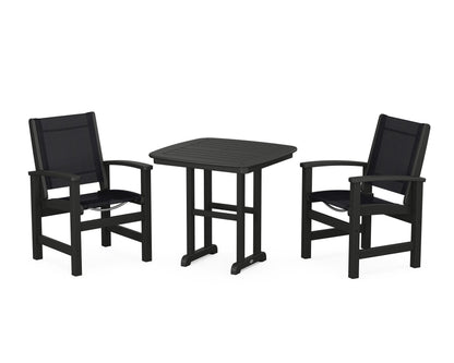 POLYWOOD® Coastal 3-Piece Dining Set in Black / Black Sling