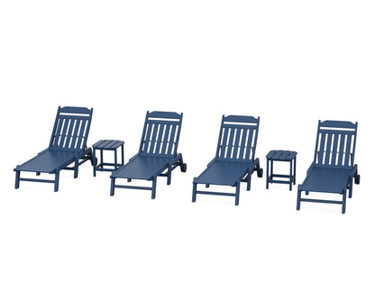 Country Living Cottage 6-Piece Chaise Set with Wheels in Navy