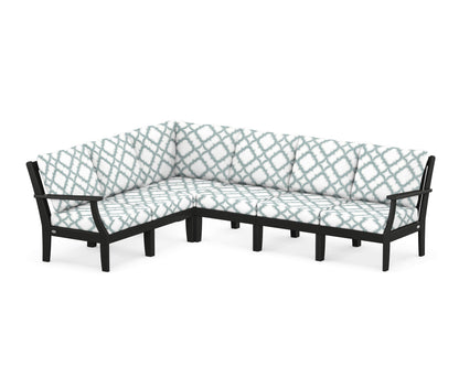 POLYWOOD® Braxton Modular 6-Piece Deep Seating Set in Black / Trellis Glacier Spa