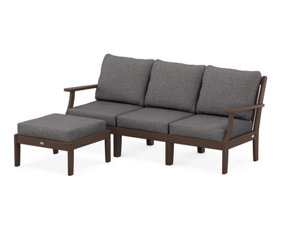 POLYWOOD® Braxton Modular 4-Piece Deep Seating Set with Ottoman in Mahogany / Ash Charcoal