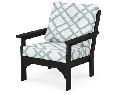 POLYWOOD® Vineyard Deep Seating Chair in Black / Trellis Glacier Spa
