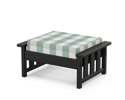 Martha Stewart by POLYWOOD® Acadia Deep Seating Ottoman in Black / Buffalo Plaid Glacier Spa