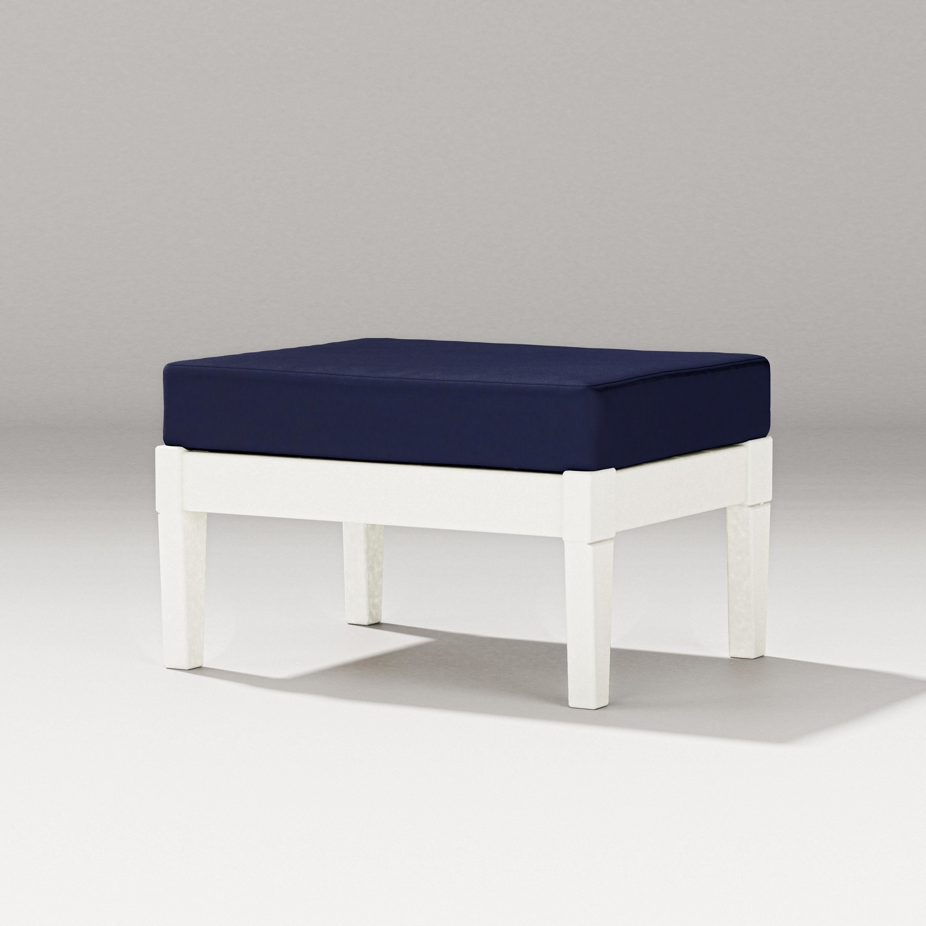 PW Designer Series Estate Lounge Ottoman in Vintage White / Navy