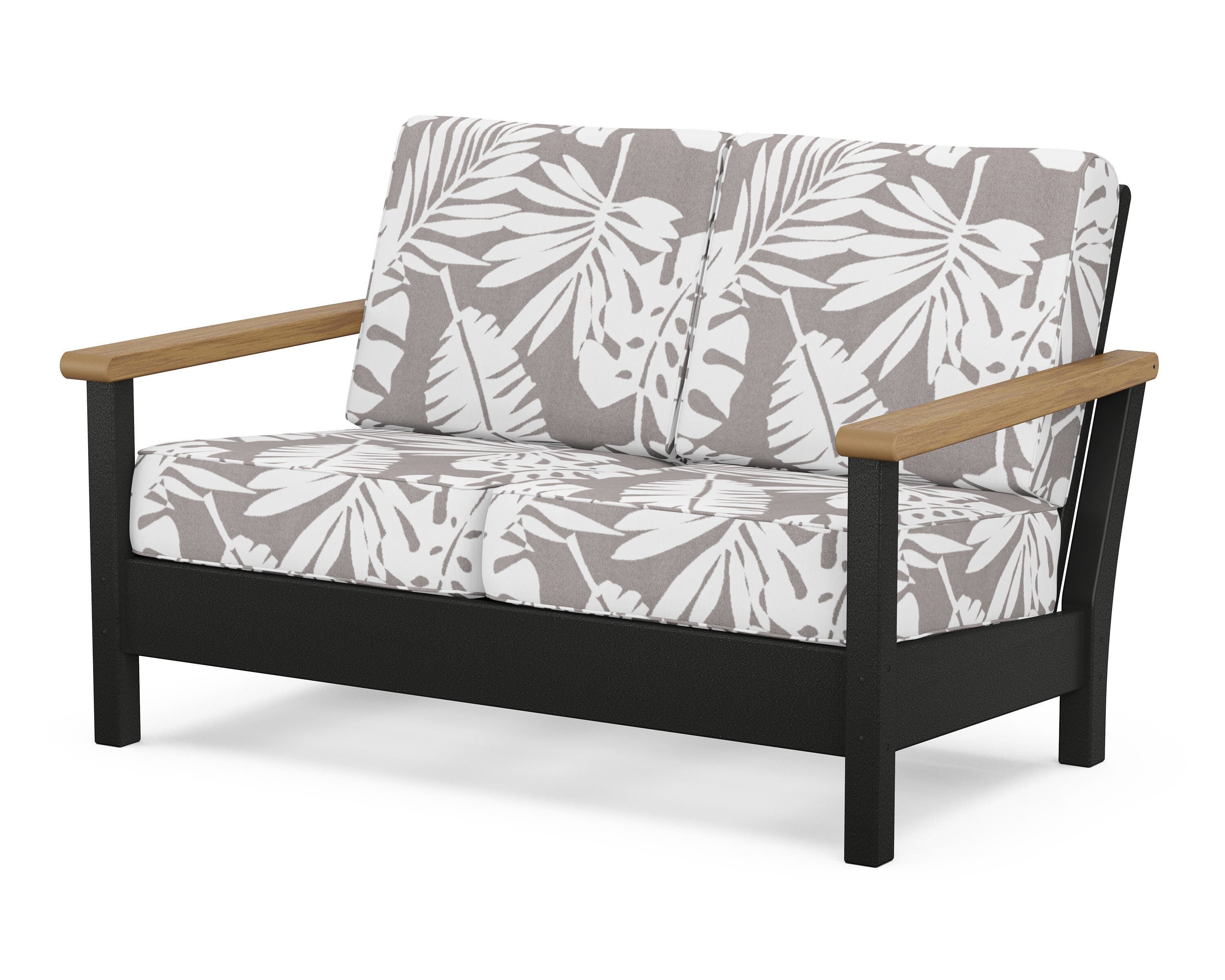 POLYWOOD® Harbour Deep Seating Loveseat in Black / Natural / Leaf Grey Mist