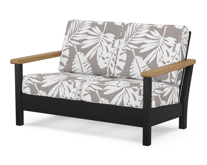POLYWOOD® Harbour Deep Seating Loveseat in Black / Natural / Leaf Grey Mist