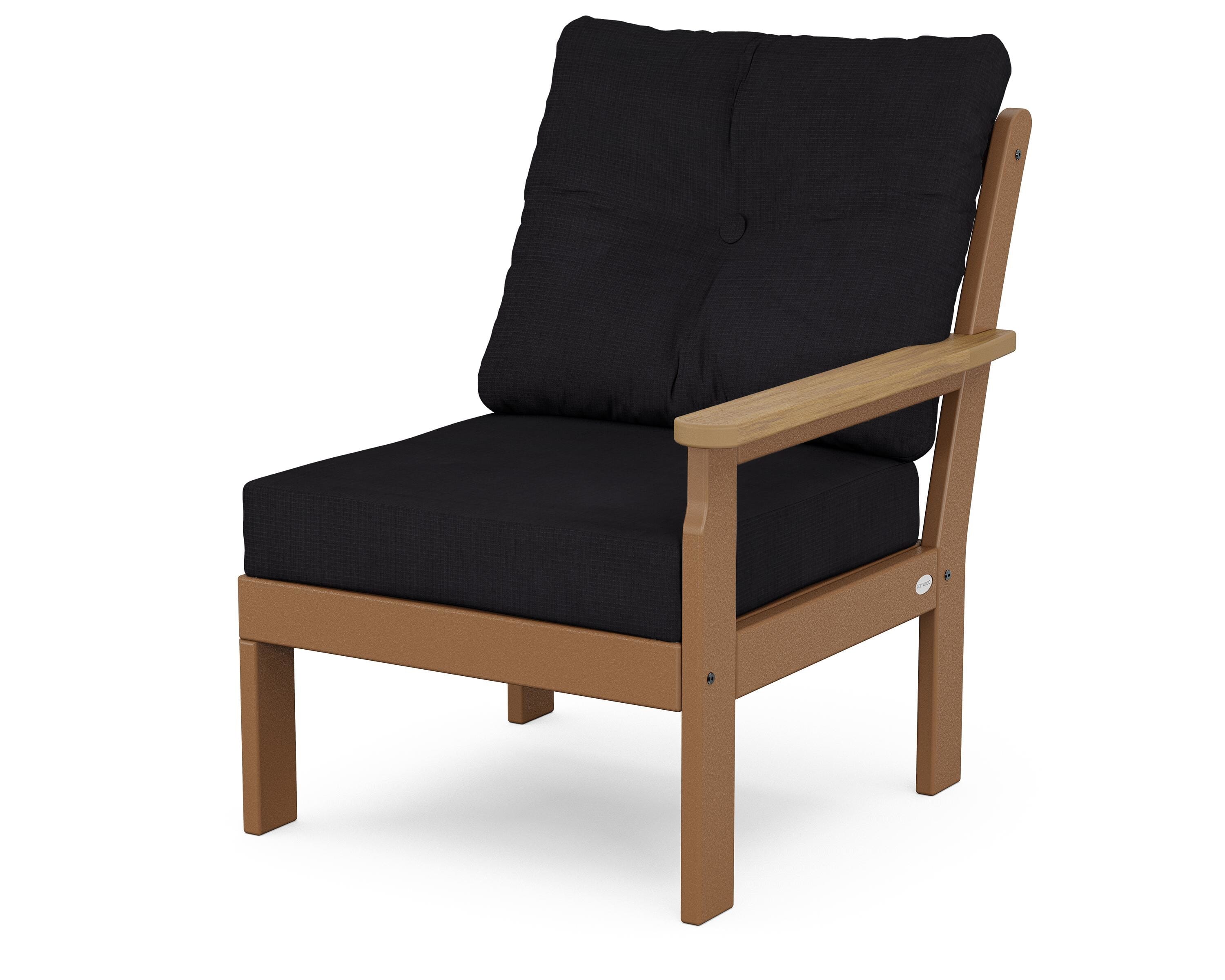 POLYWOOD® Vineyard Modular Right Arm Chair in Teak / Natural / Midnight Linen