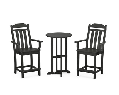 Country Living Cottage 3-Piece Farmhouse Bistro Counter Set in Black